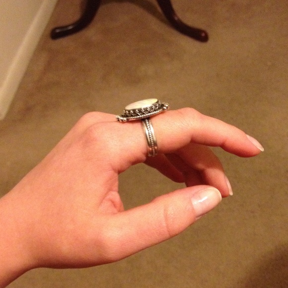 Vintage Navajo Silver Ring Handmade Opal - Picture 3 of 4